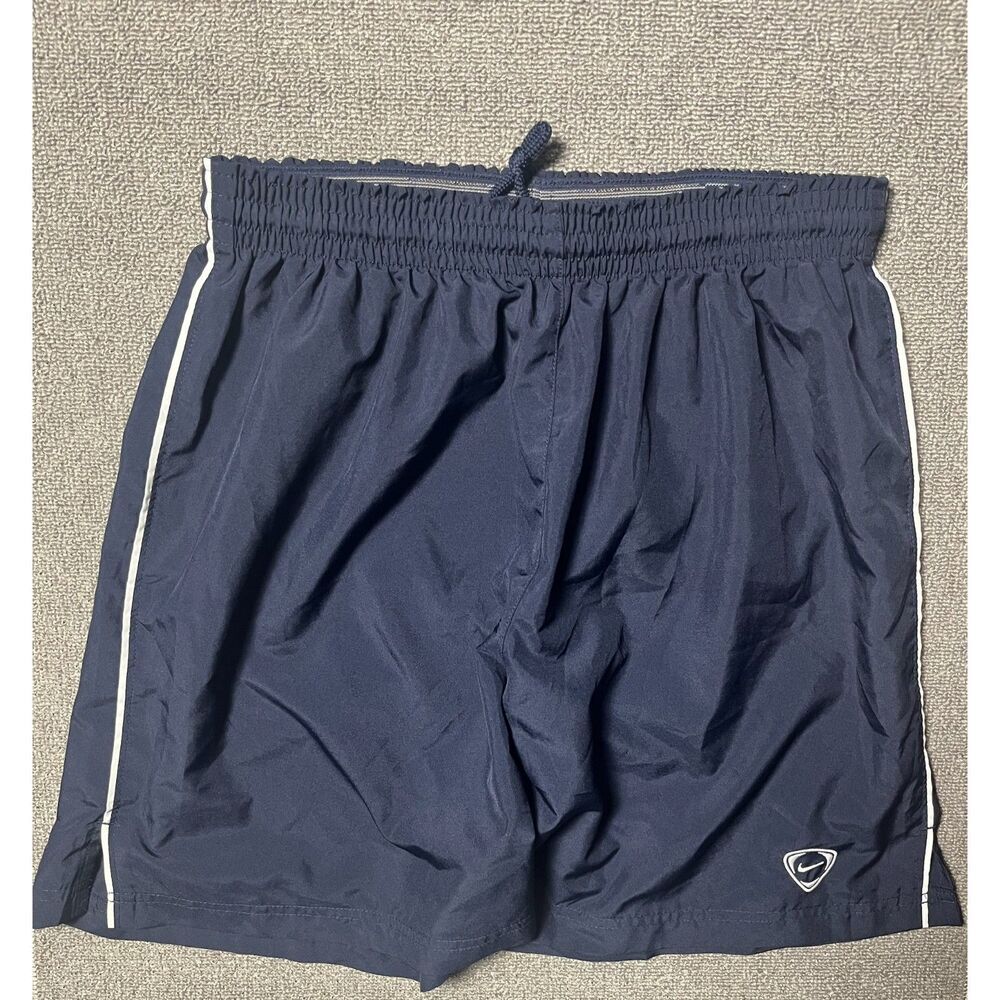 Nike Mens Athletic Shorts Navy Blue White Piping Elastic Waist Size M